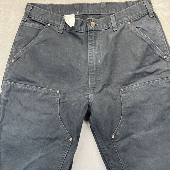 Carhartt EB136 Washed Duck Double Front Work Dungaree Pants Size 36x36 Black - Picture 6 of 16